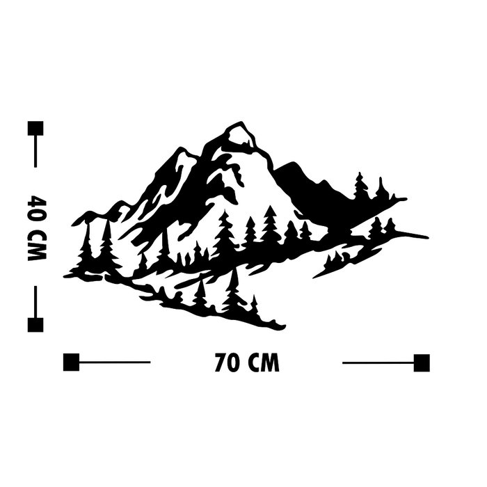 Wallity Mountain 2 Escultura de Pared de Metal Negra